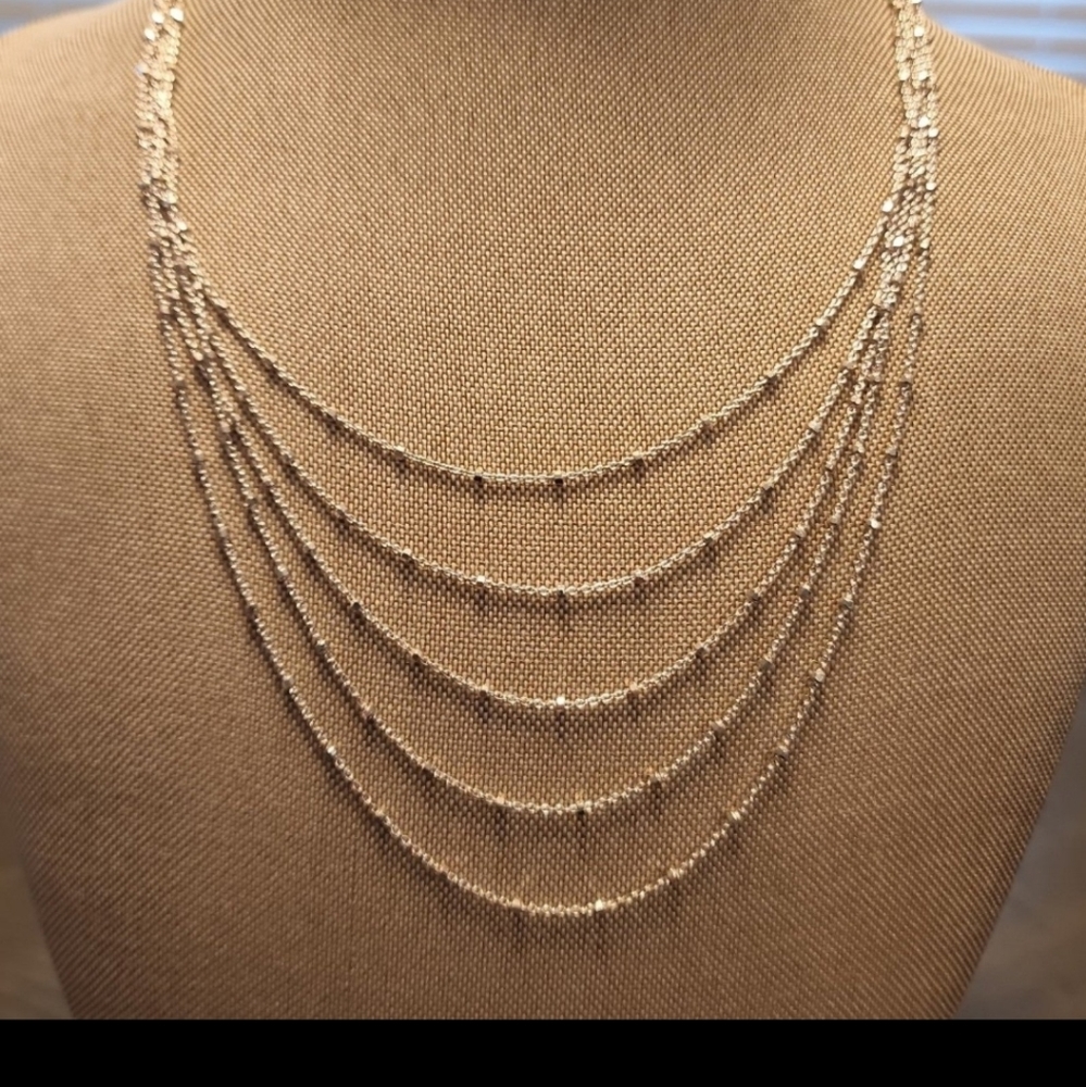 Sterling silver multi strand 5 layer beaded station necklace new